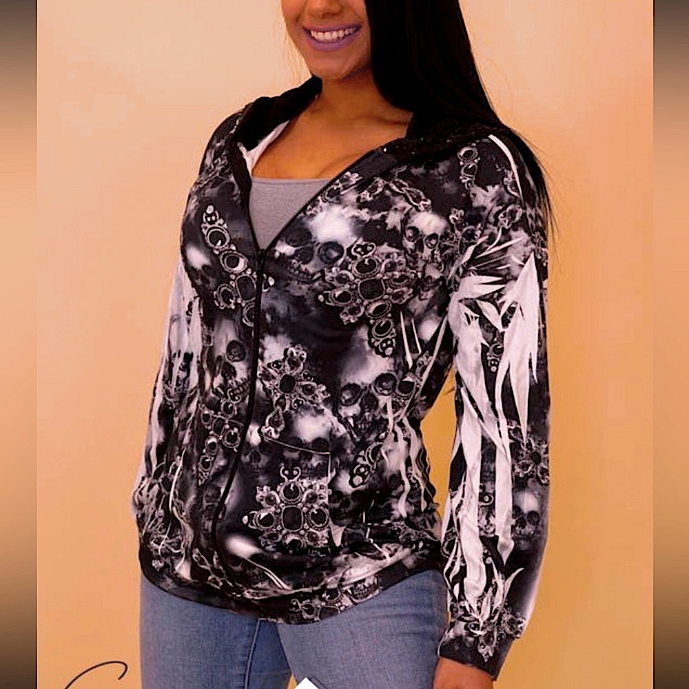 🆕🖤BLUMIN: Bandana ZipUp Jacket w/Mesh Liner Hood SMALL